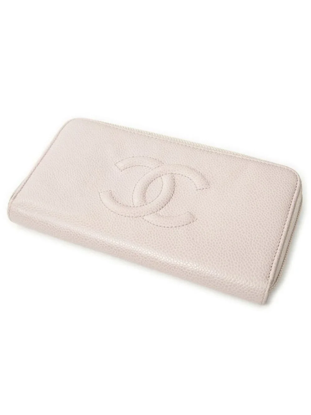 Chanel Timeless Zip Round Wallet Light Pink Caviar Leather Wallet